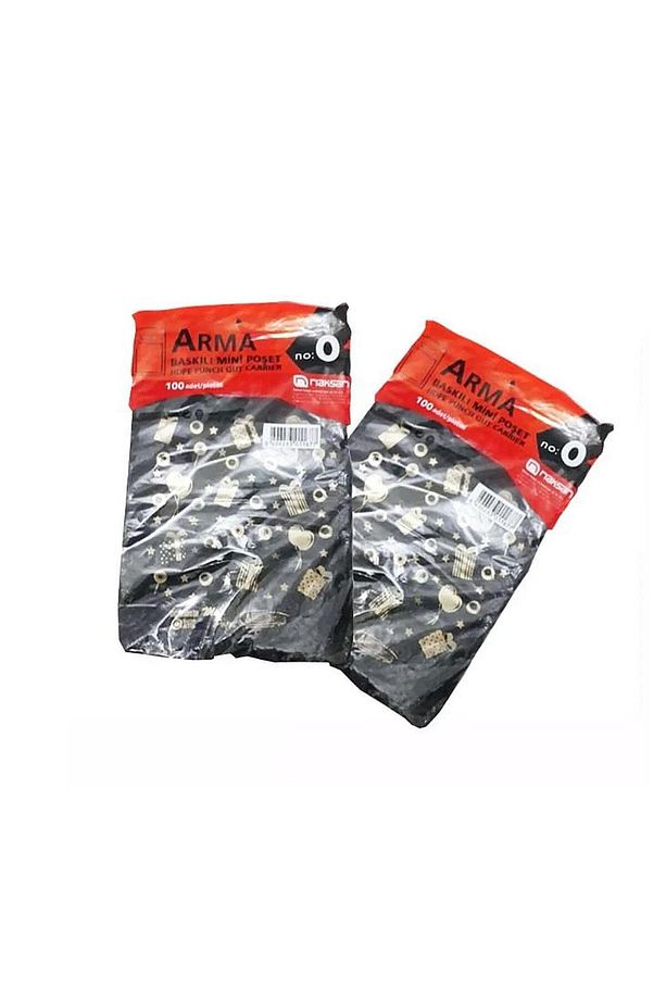 Baskılı Mini Blok Poşet Torba - No : 0 - 20x30 Cm. - Siyah - 100 Adetlik 1 Paket - 3