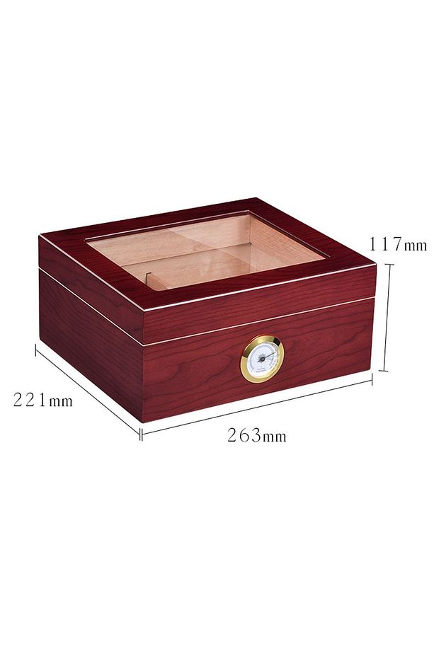 Kırmızı Camlı Humidor Puro Kutusu Rb95khv - 5