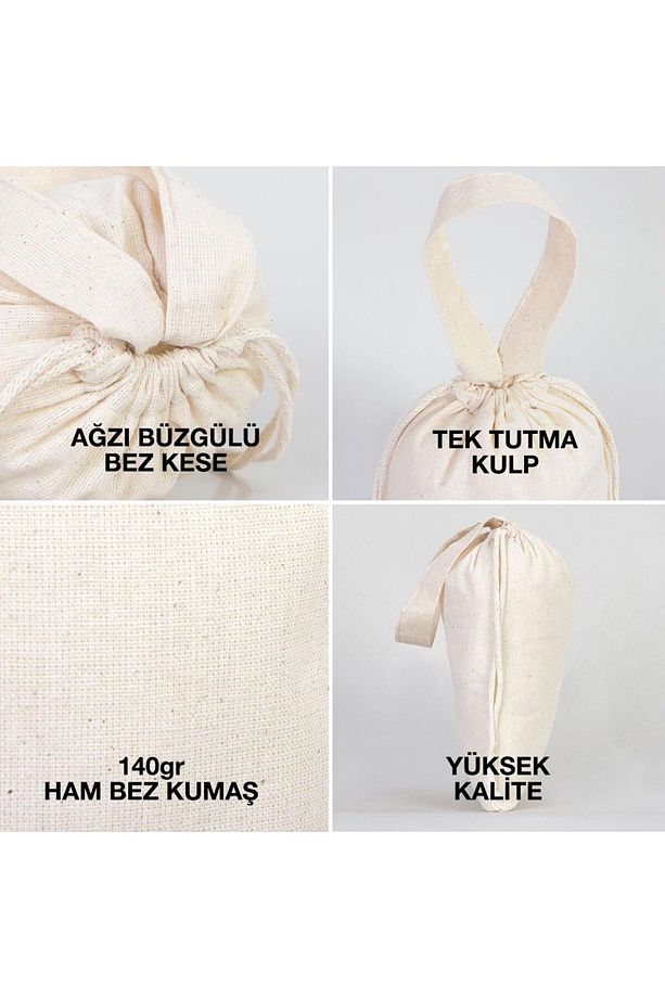Bez Kese (15,5 x 20 cm) Tek Tutma Kısa Kulp - 10 Adet - Baskısız - 2