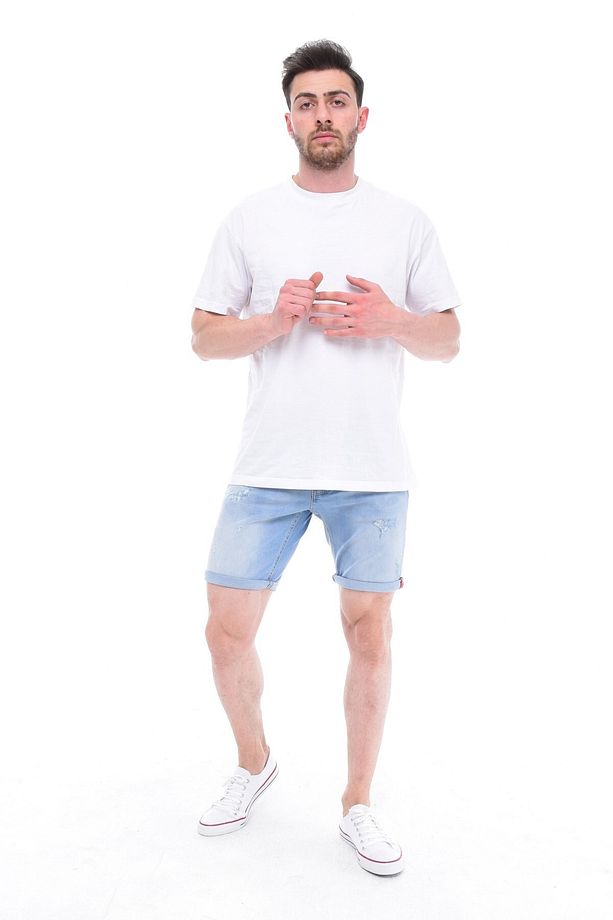 Erkek Kot Şort Slim Fit Jean Şort - C342 - 7