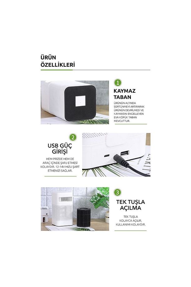 Airwise 4'in 1 Uv'li Mini Oda Hava Temizleyicisi H.e.p.a.13-bluetooth Speaker-wireless Şarj - 3