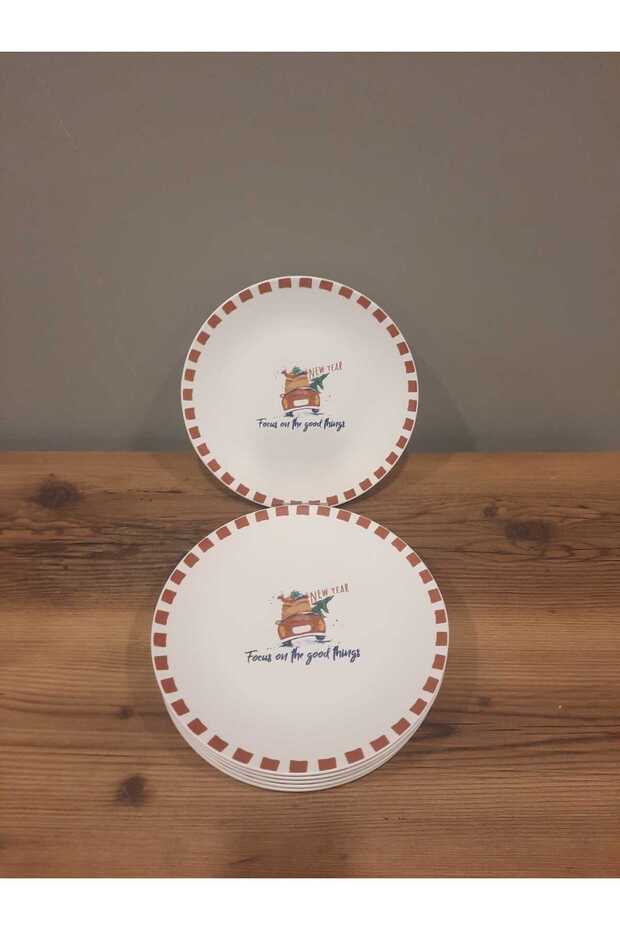 KERAMİKA SERVİS TABAĞI 26 CM 6 ADET YILBAŞI / NEW YEAR / NOEL - 2