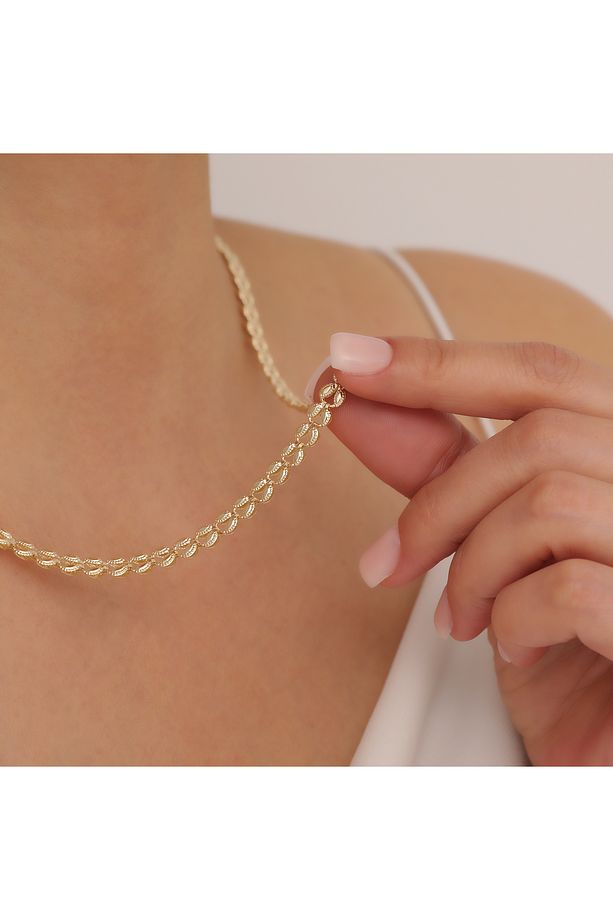 14 Ayar Sıralı Başak Modeli Altın Kolye - 3