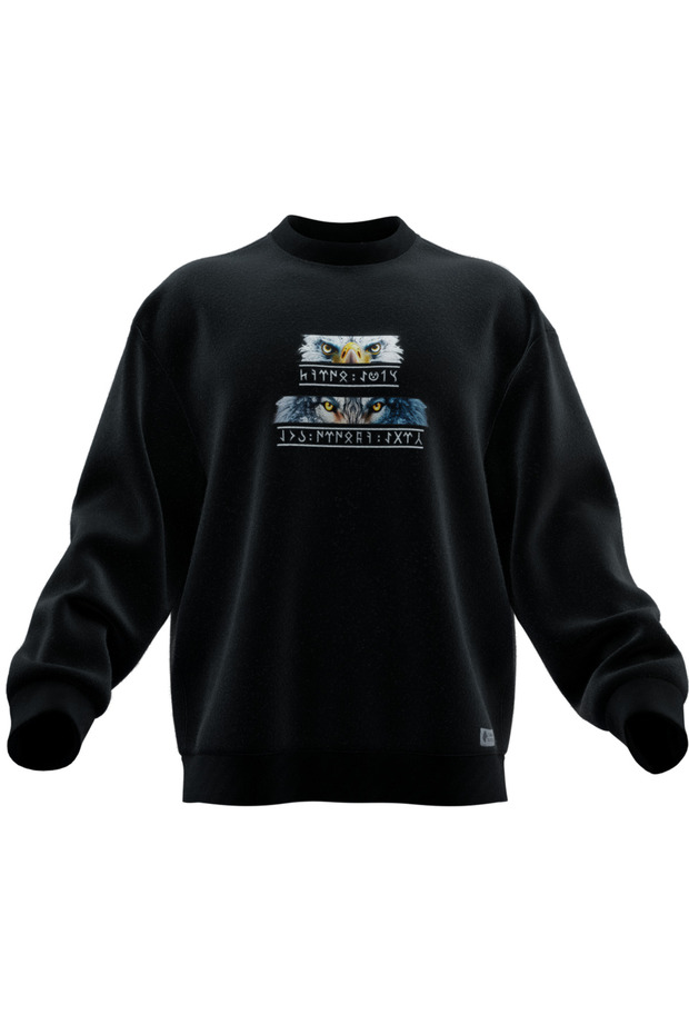 WOLF&EAGLE PRINTED OVERSIZE SWEATSHIRT (UNISEX)