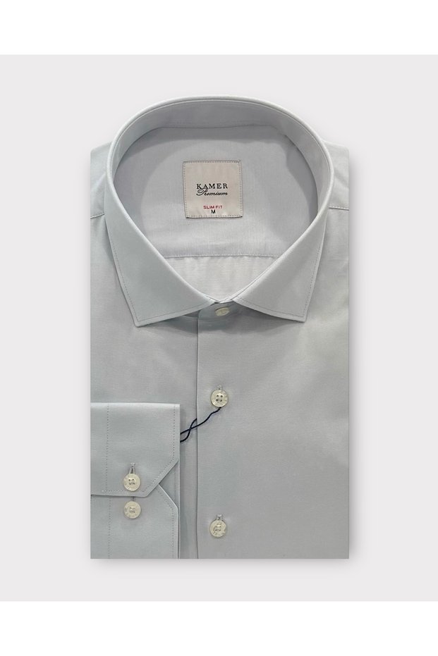 Men's Slim Fit Cotton Satin Grey Shirt 2101g