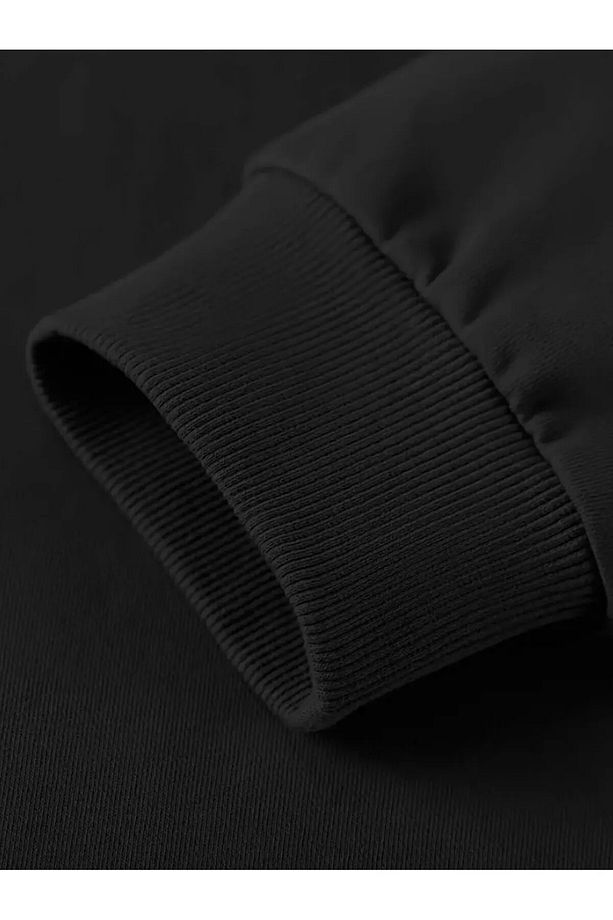 Sweatshirt Eşofman Altı Jogger - Siyah Baskılı Alt Üst Eşofman Takımı Kapüşonlu - 5