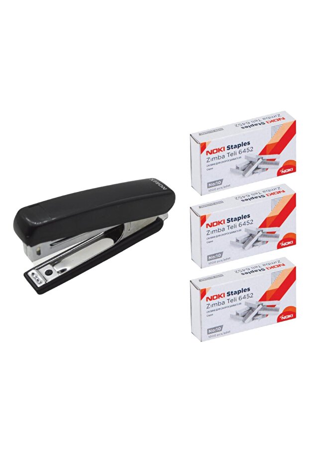 Zımba Makinesi No:10 12 Yaprak Diker Siyah ve 3.000 Adet Zımba Teli - 1