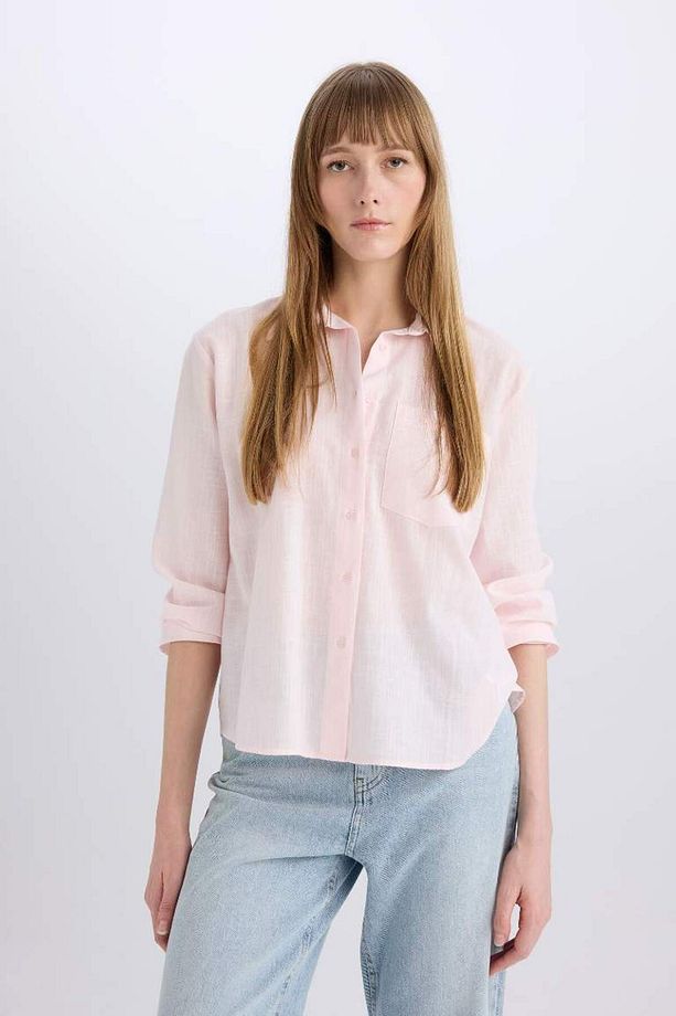 Yeni Sezon Oversize Geniş Kalıp Tek Ceplli Uzun Kollu Gömlek - 3