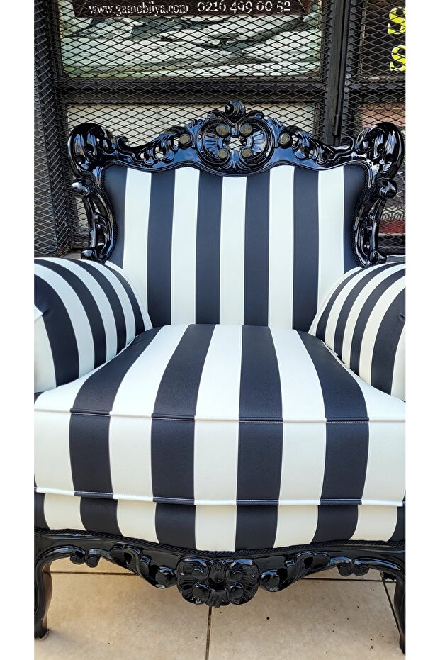 3A MOBİLYA BLACK & WHİTE OYMALI BERJER - 4