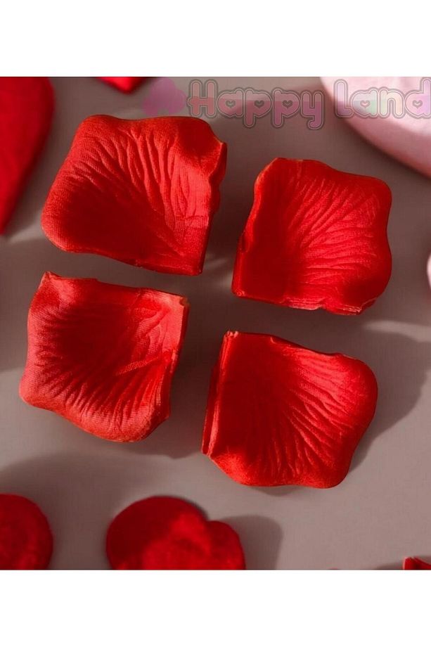 Yapay Kırmızı Gül Yaprağı 5x5cm 144 Adet - Yapay Kumaş Gül Yaprakları Presli - 4