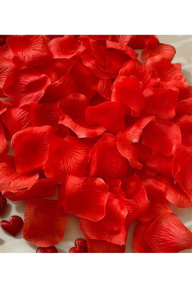 Yapay Kırmızı Gül Yaprağı 5x5cm 144 Adet - Yapay Kumaş Gül Yaprakları Presli - 2