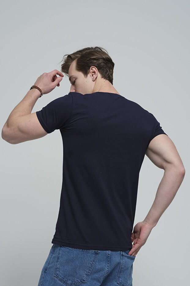 FTX Slim Fit Likralı Bisiklet Yaka Erkek Basic Tshirt - 4