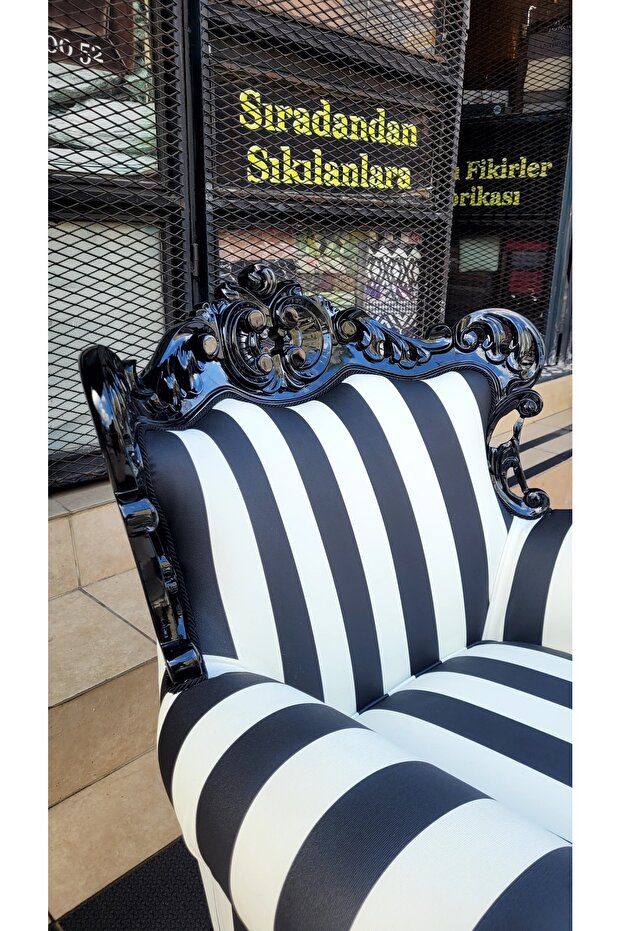 3A MOBİLYA BLACK & WHİTE OYMALI BERJER - 8