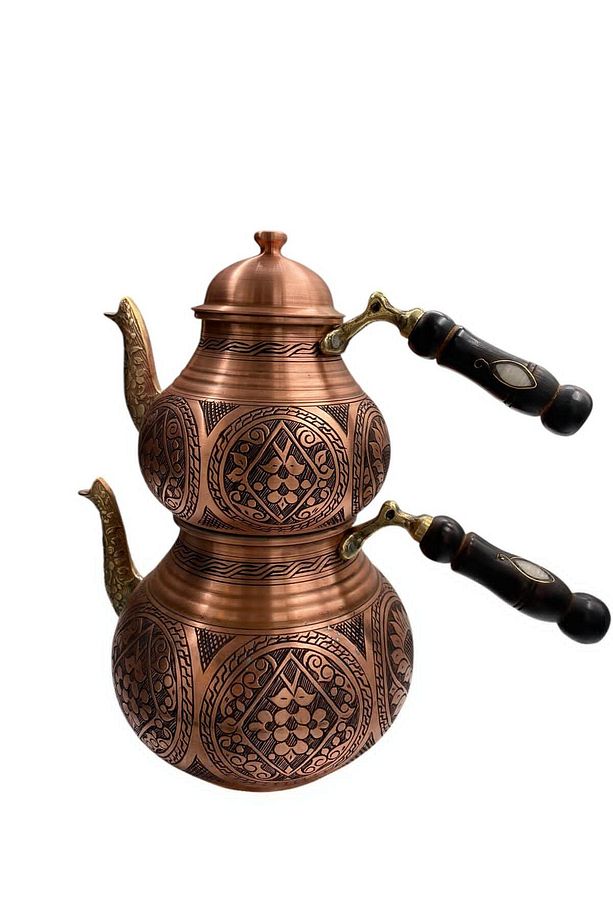 Bakır El İşlemeli Çaydanlık - 1