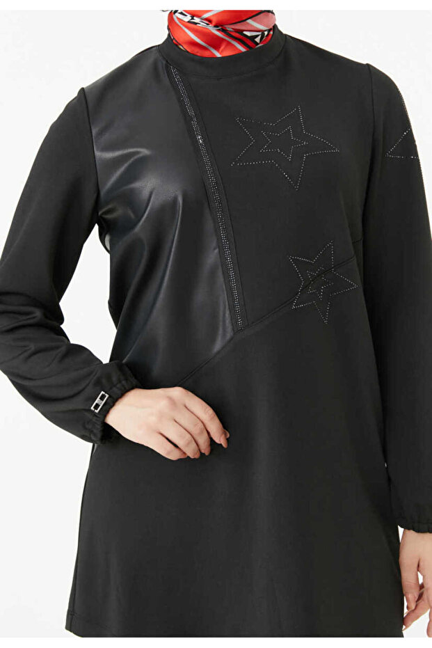 Deri Detaylı Tunik - 1