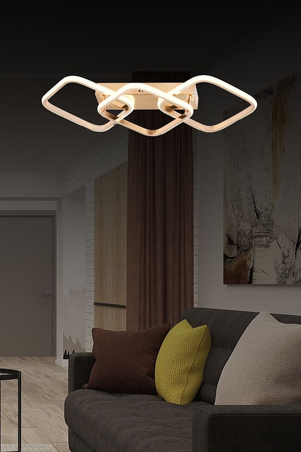 Pl 01 3 Model Gold 3 Renkli Salon Ve Oturma Odası Için Ideal Alüminyum Avize, 70x10 - 1