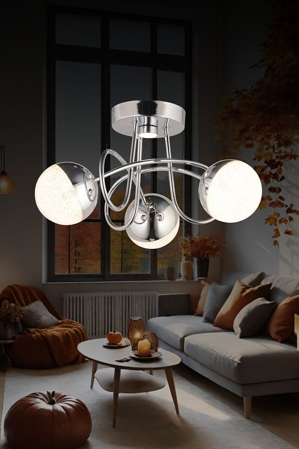 Pl 021 3 Model Krom 3 Renkli Salon Ve Oturma Odası Için Ideal Alüminyum Avize, 50x20 - 1