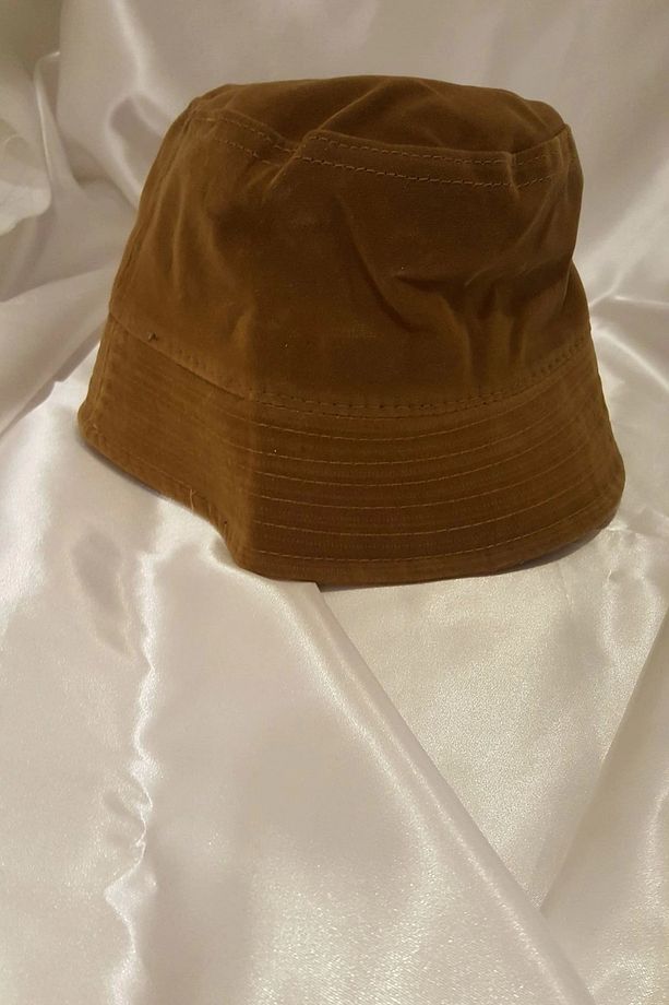 Şapka Bucket Şapka Balıkçı Kova Şapka Unisex Yuvarlak Şapka Kahve Kadife - 4
