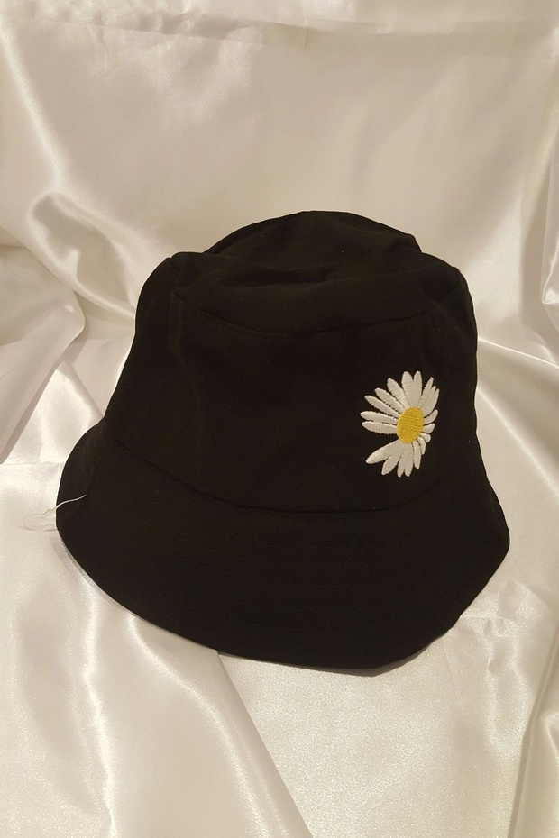 Şapka Bucket Şapka Balıkçı Kova Şapka Unisex Yuvarlak Şapka Papatya İşlemeli - 2