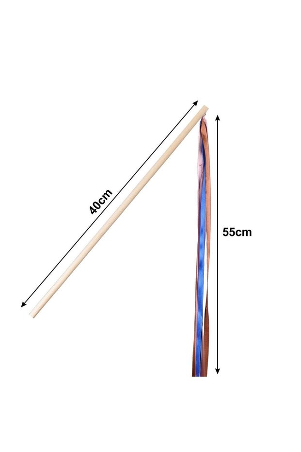 Wooden Cat Playing Fishing Rod with Tassels