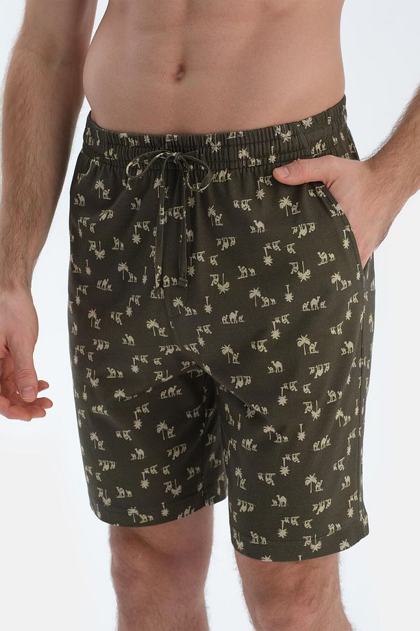 Açık Yeşil Kısa Kollu Baskı Detaylı Tişört Şort Pijama Takımı - 6