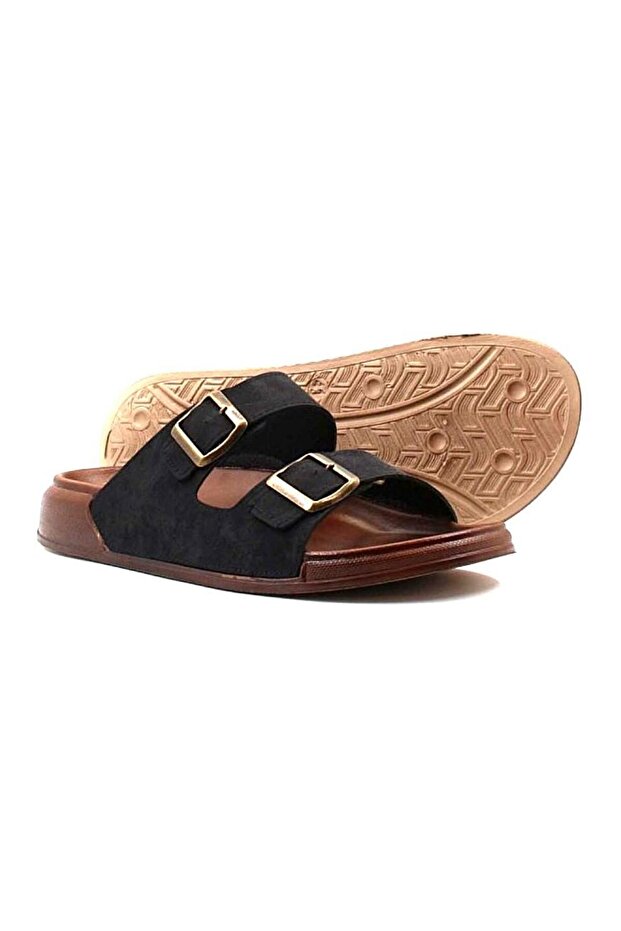 Pct-7411 Men's Double Banded Buckle Adjustable Casual Slippers