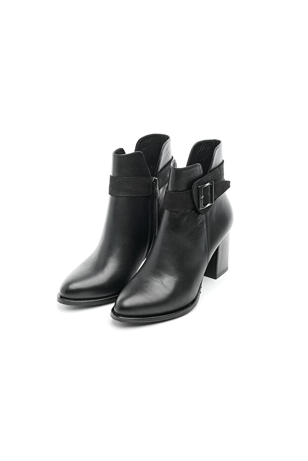 Hakiki Deri Fermuarlı Kadın Bot - 2