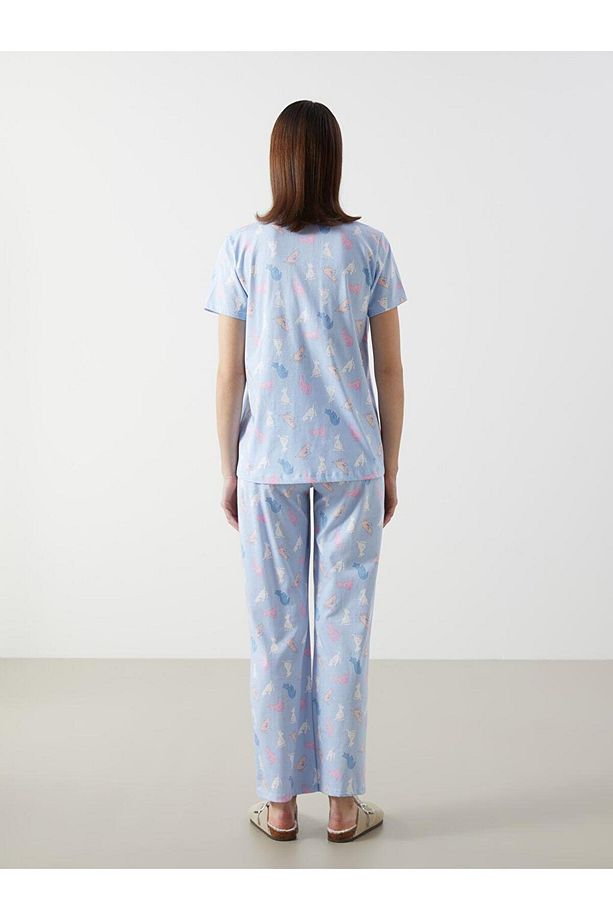 LCW DREAM Gömlek Yaka Desenli Hamile Pijama Takımı - 4
