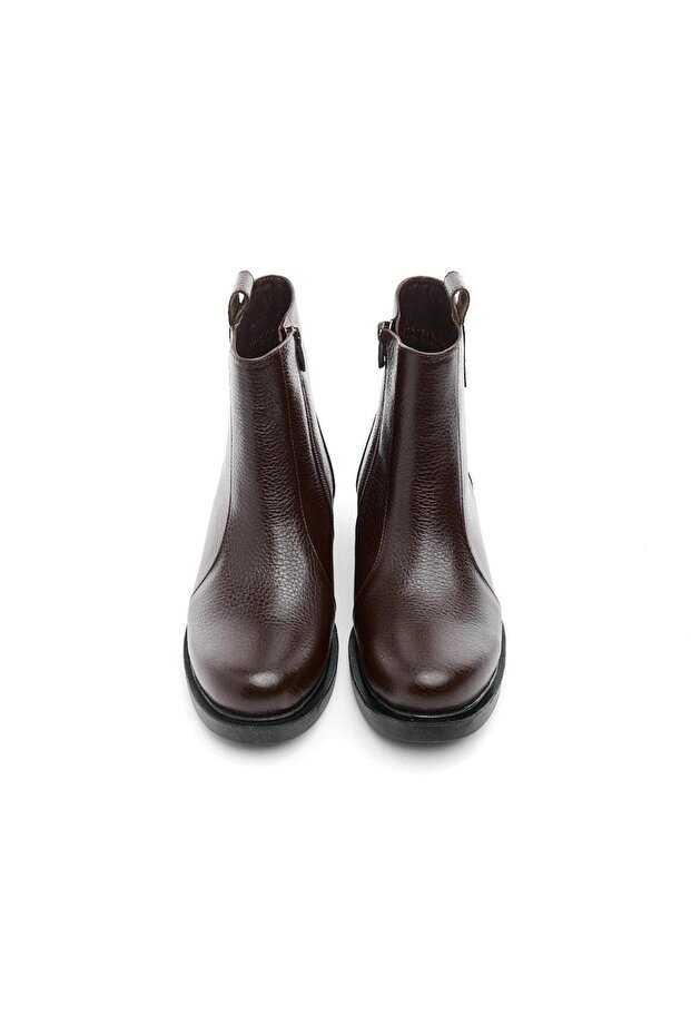 Hakiki Deri Fermuarlı Kadın Bot - 3