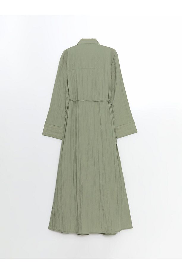 LCW Modest Yeşil Oversize Dokulu Kadın Gömlek Elbise - 2