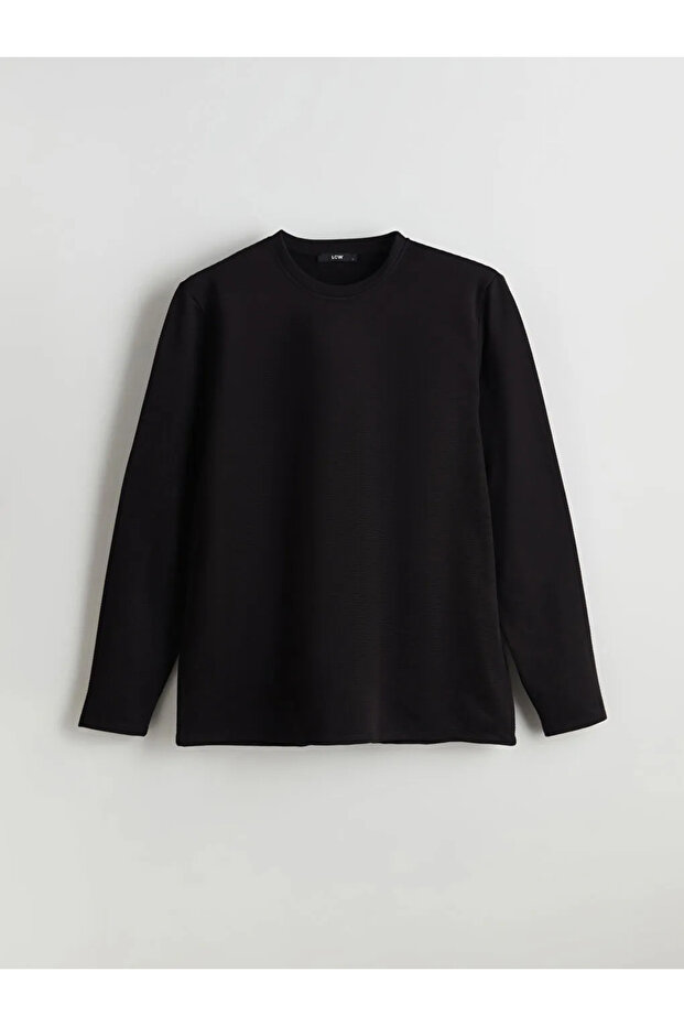 Lcwaikiki Classic Black Crew Neck Long Sleeve Men's Sweatshirt