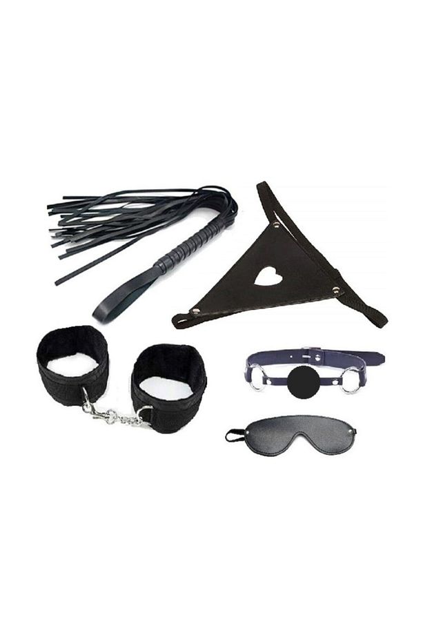 Fantezi Kırbaç Kelepçe Ağız Topu Maske Ve String - 1