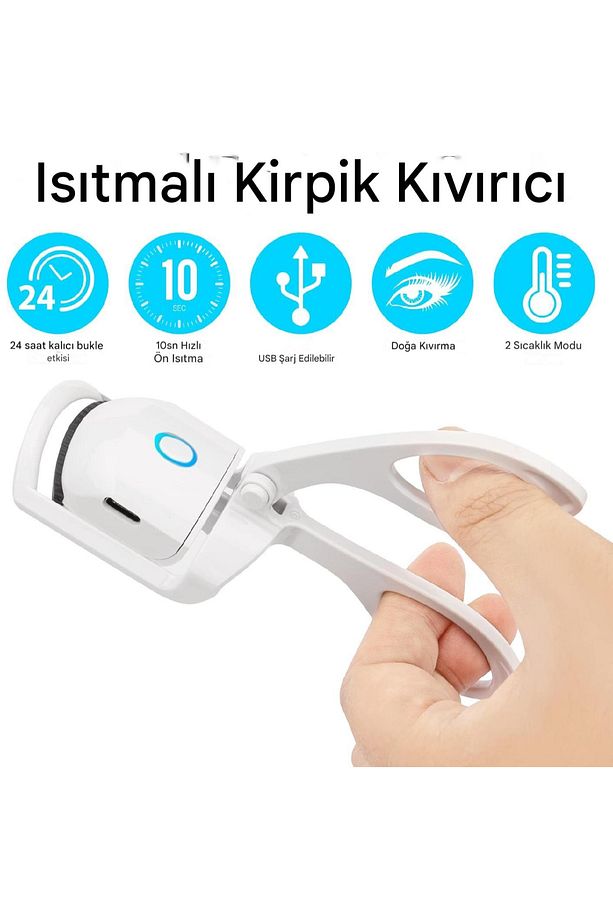 Elektrikli Isıtmalı Kirpik Kıvırıcı Şarj Edilebilir 2 Isıtma Modu, Hızlı Doğal Uzun Süreli Kullanım - 1