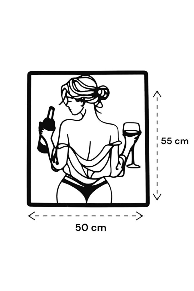 Dekoratif Kadehli Kadın Tablo, Duvar Süsü - 2