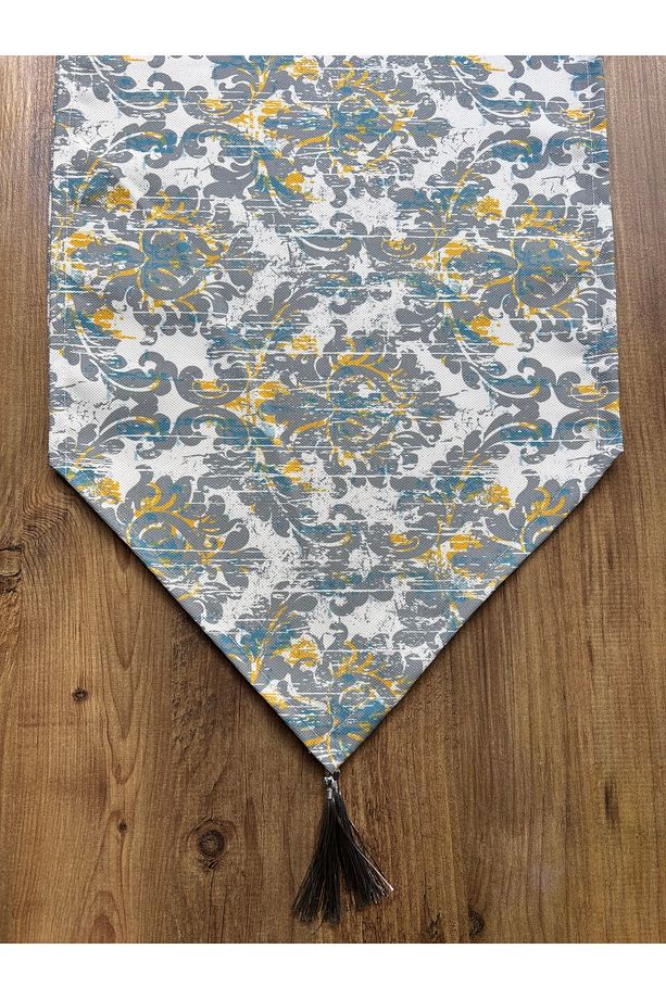 Mint Avangart Duck Keten Runner ve 6'lı Krem Supla Seti - 2