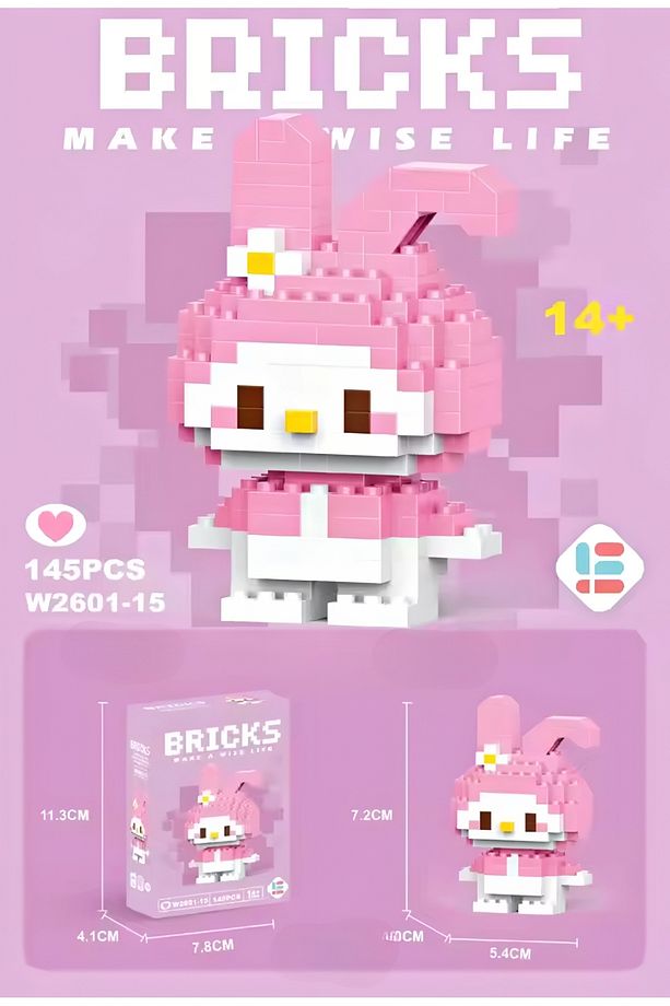 BRİCKS Sanrio My Melody ve Kuromi 2'li Set 3D Puzzle Yap-Boz Yapı Blokları Hobi - 3