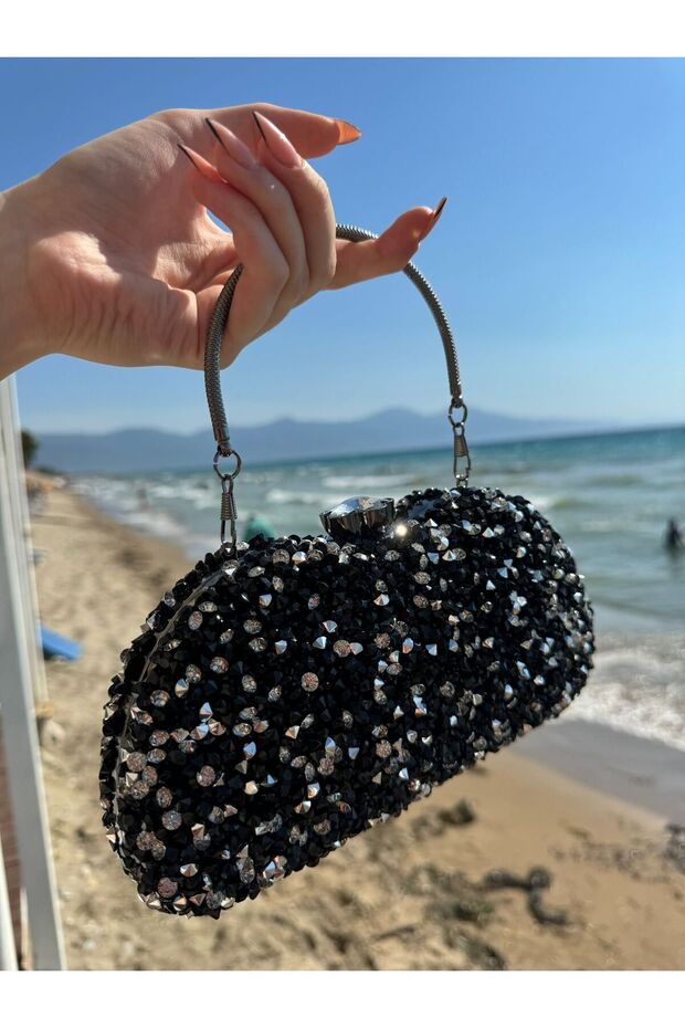 Luxury Stone-Embellished Shiny Evening Dress Bag