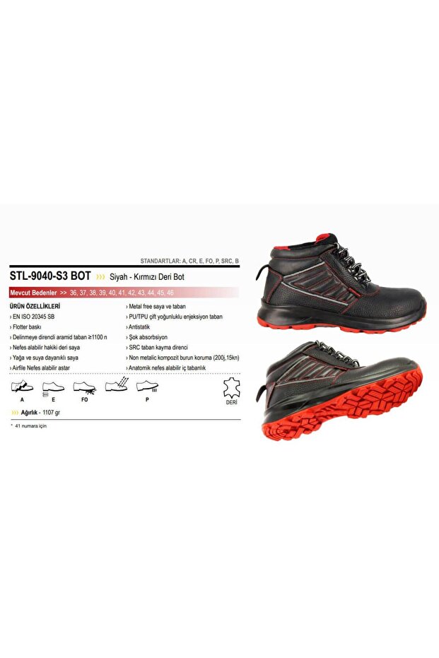 STL-9040-B S3 SRC Deri Kompozit Burun İş Botu - 5