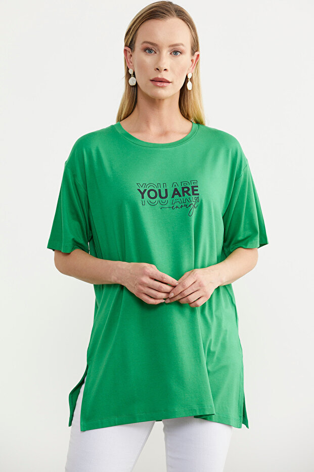 Plus Size Printed Blouse - Green - 3