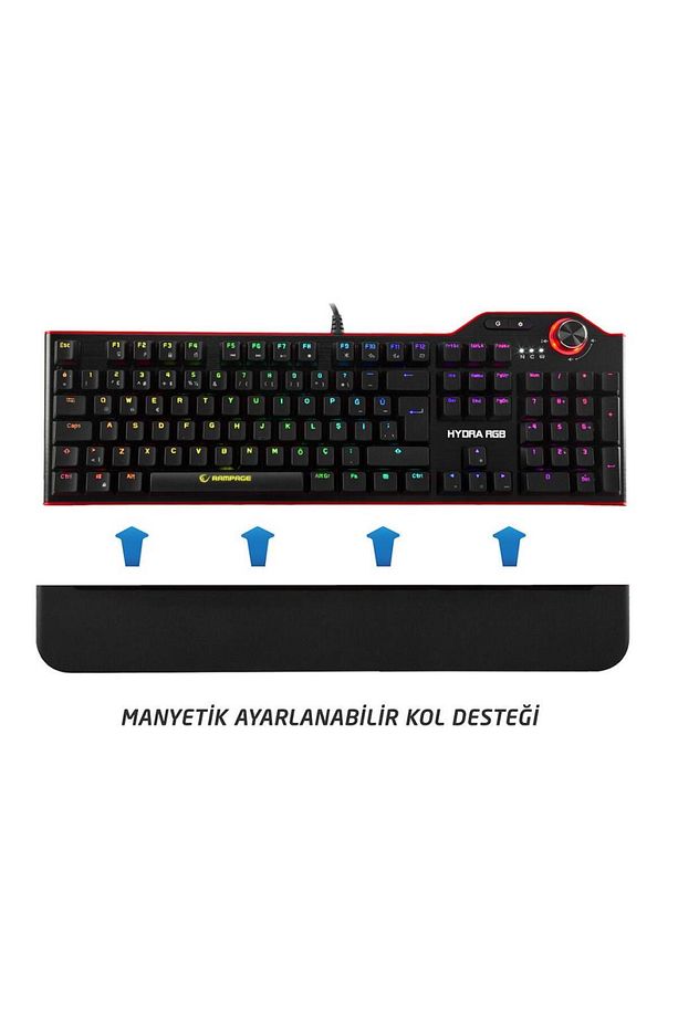 Hydra R6 Full Color RGB LED Gaming Pro Red Switch Mekanik Klavye - 7