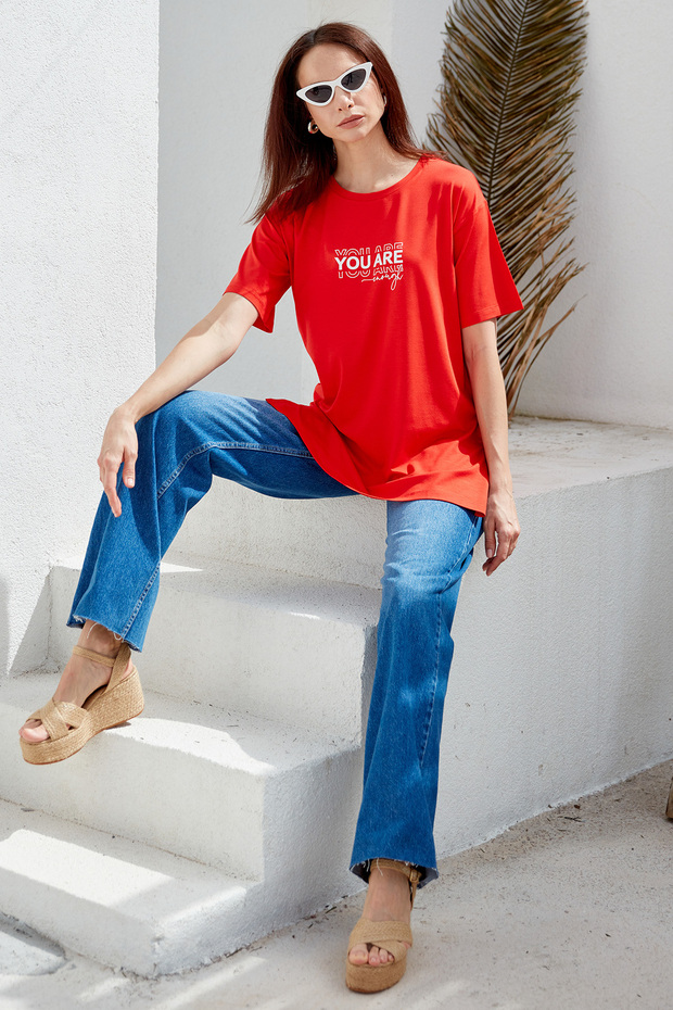 Plus Size Printed Blouse - Coral - 1