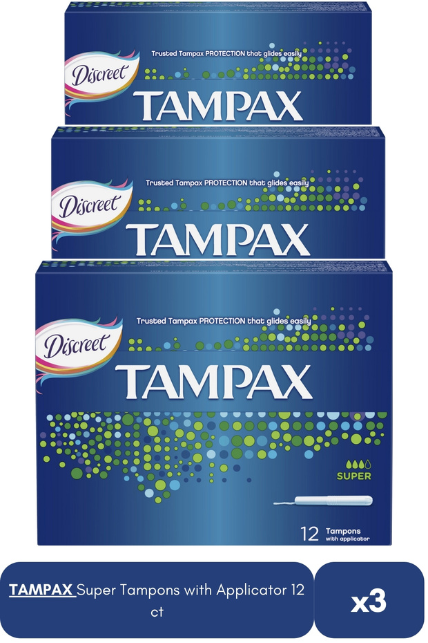 Tampons | Super Flow | With Applicator | 12 ct | 3 pcs
