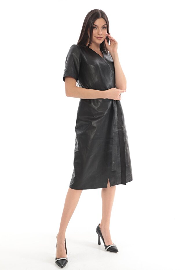 Hakiki Deri Kadın Elbise - 4