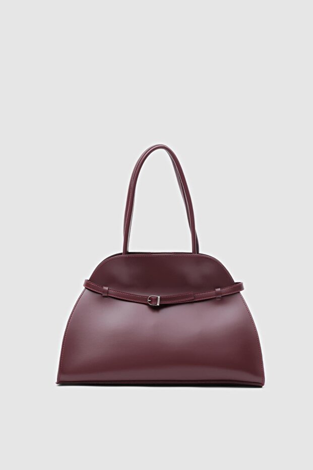 Monets Belt Detailed Shoulder Bag Claret Red
