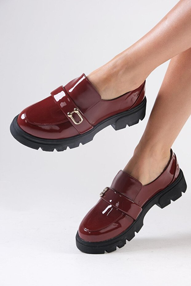 Claret Red Katy - Thick Sole Women's Loafer Shoes