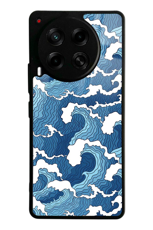 Glossy Phone Case for Tecno Camon 30 Blue Wave Design