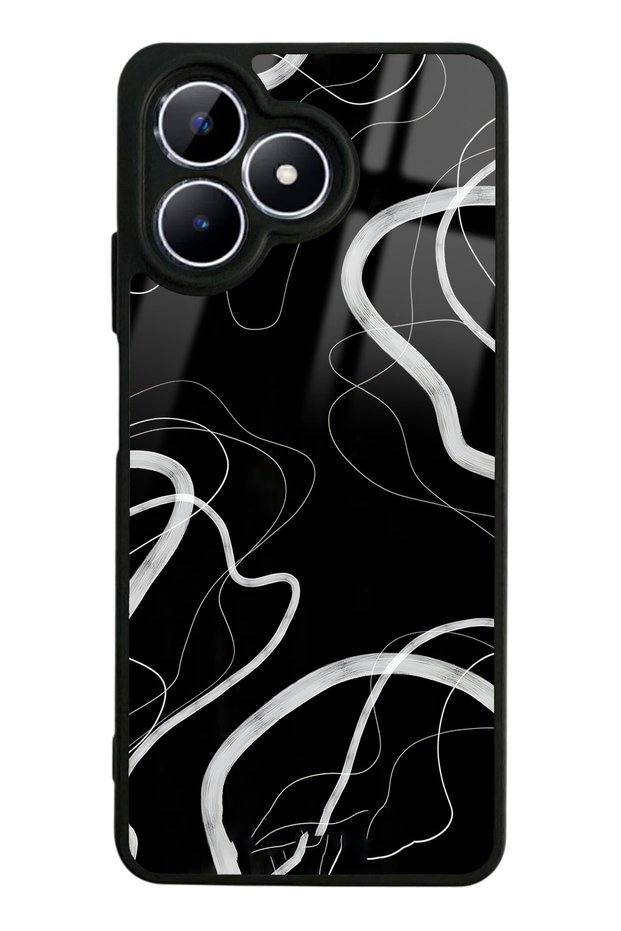 Oppo Realme Note 50 Black Wave Design Glossy Phone Case