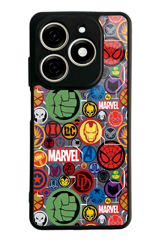غلاف هاتف لامع بتصميم وجه Marvel لهاتف Tecno Spark 20C