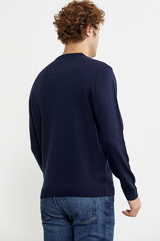 Sıfır Yaka Basic Triko Kazak - Lacivert - 6