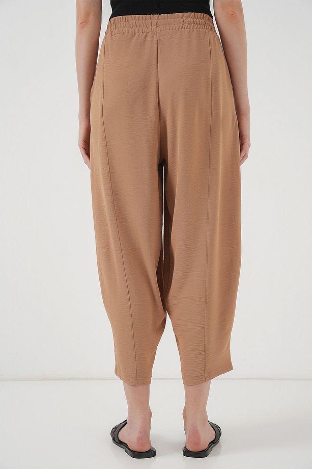 6591 Dokuma Şalvar Pantolon - Camel - 6